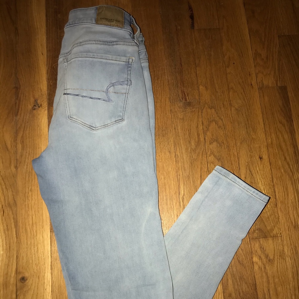 Skinny high rise light wash jeans